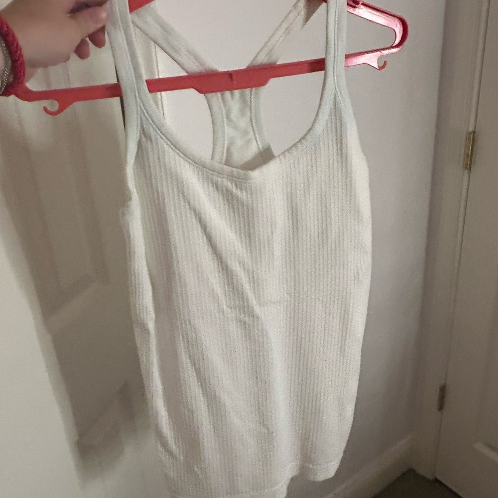 Lululemon Athletica White Ribbed Tank Top